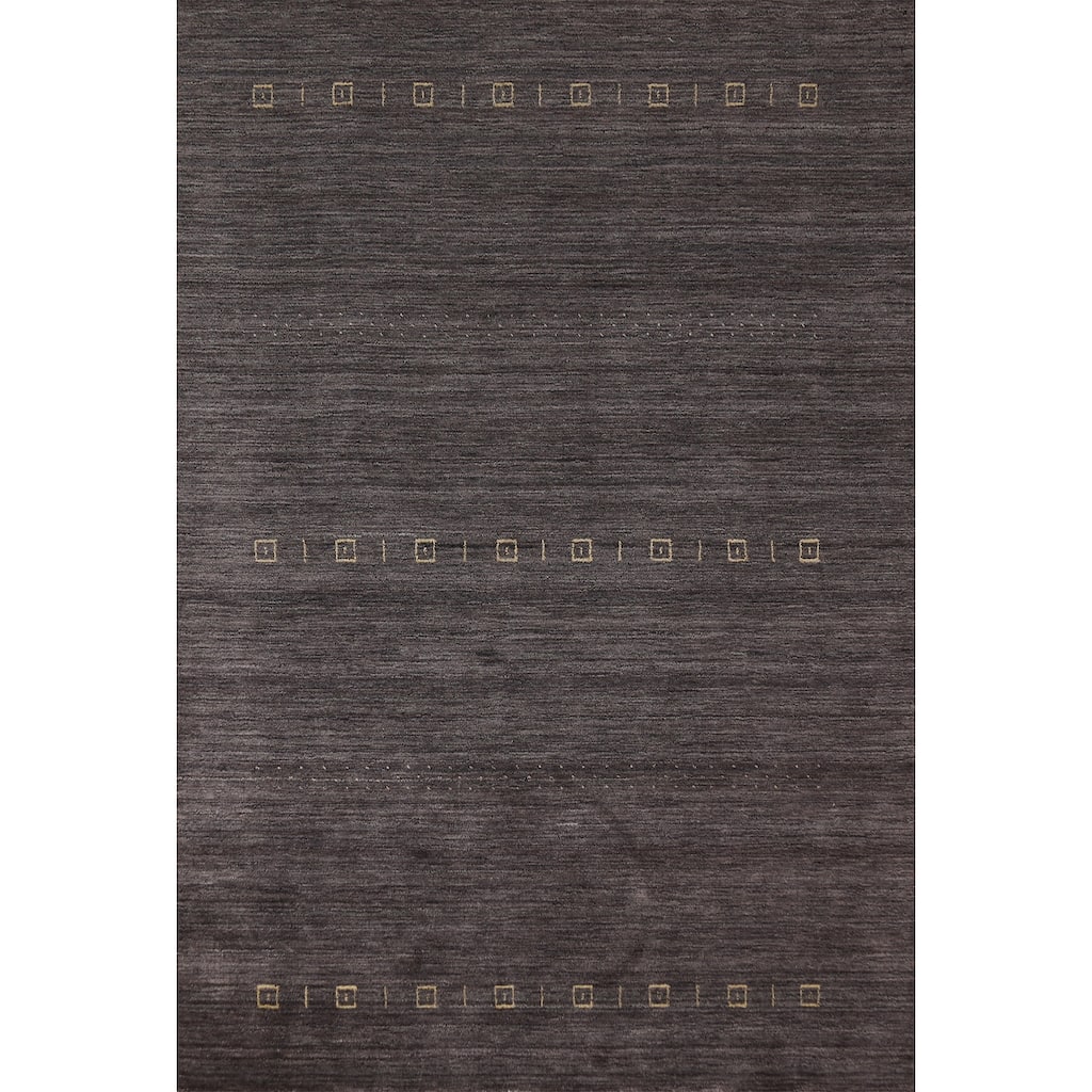 Charcoal Gabbeh Indian Area Rug Handmade Wool Carpet - 4'11"x 7'10"