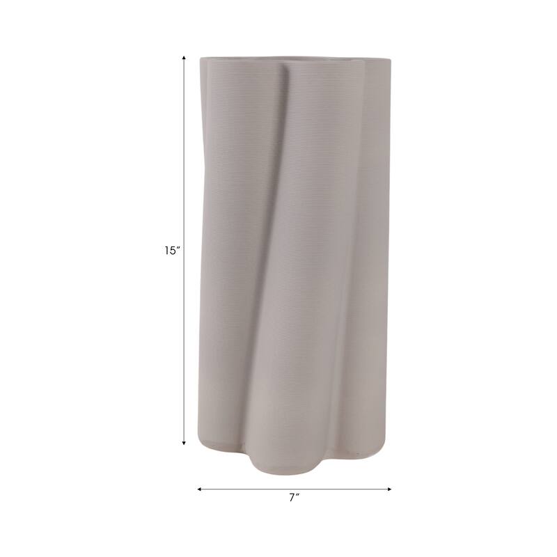Porcelain Vase Sculptural Vertical Wave Design with Curved Silhouette