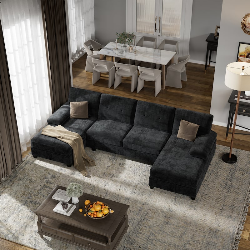 106'' Sectional Sofa with Thick Cushions for Living Room