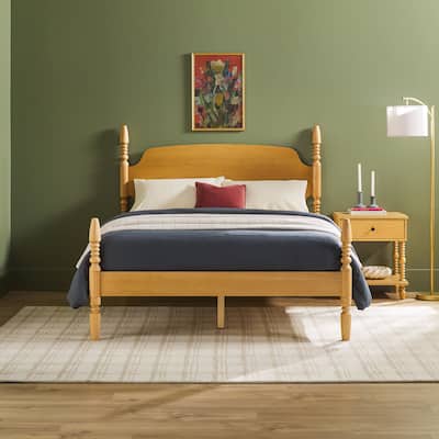 Walker Edison Spindle Queen Bed with 1-Drawer Nightstand Bedroom Set