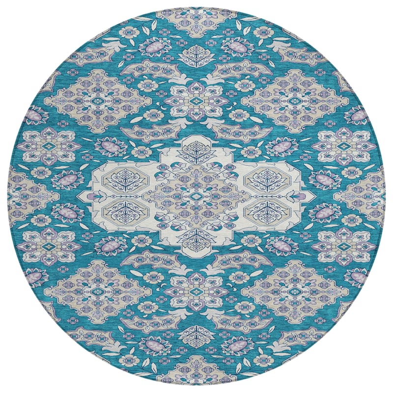 HomeRoots Medallion Traditional Rectangle Outdoor Rug