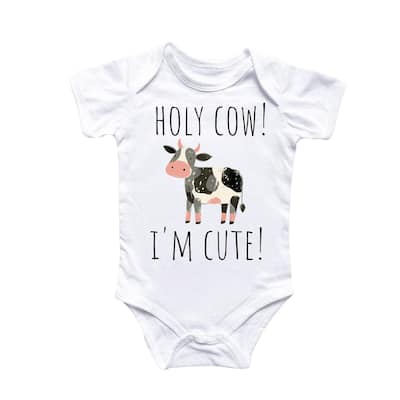 Holy Cow Cute - Baby Boy Girl Clothes Infant Bodysuit Funny Cute Newborn