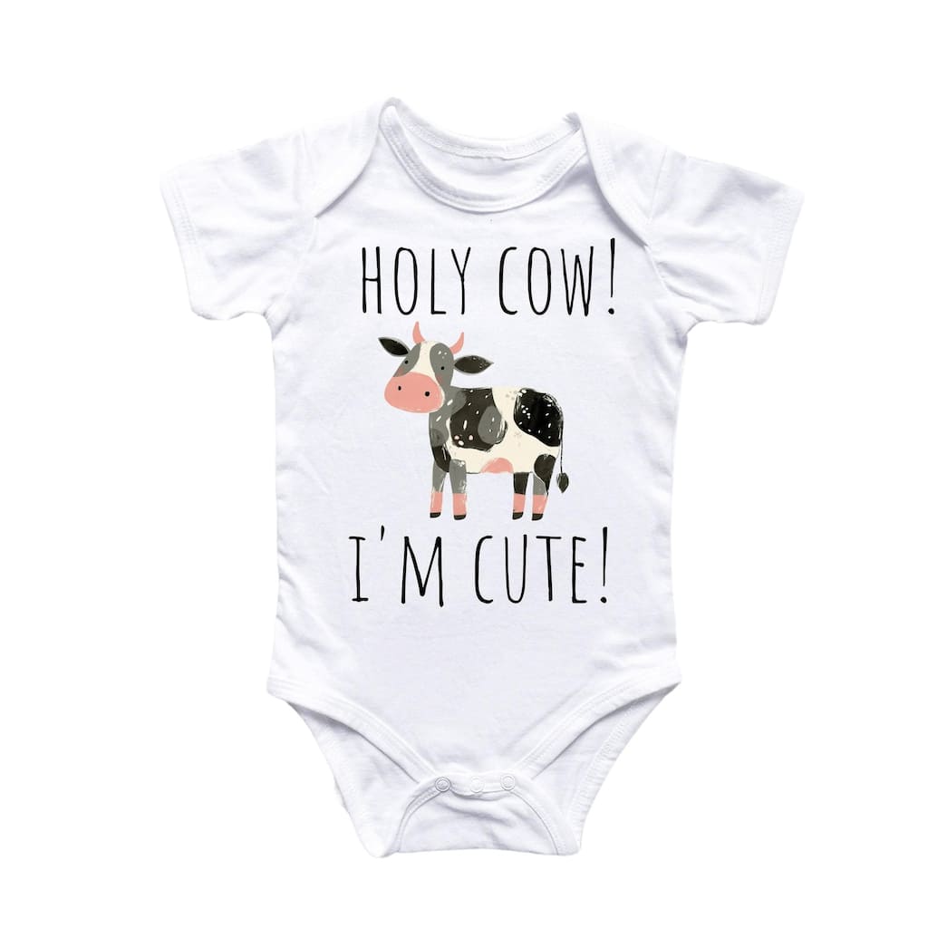 Holy Cow Cute - Baby Boy Girl Clothes Infant Bodysuit Funny Cute Newborn