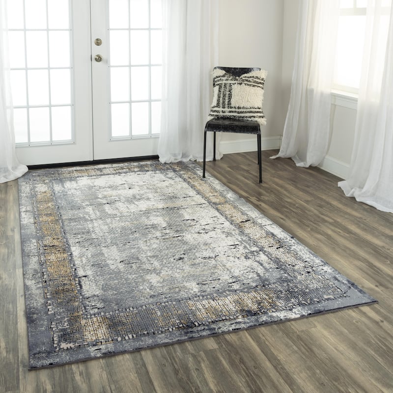 Alora Decor Spring Grey, Beige and Mosaic Pattern Rug - 7'10" x 9'10" - Beige/Charcoal