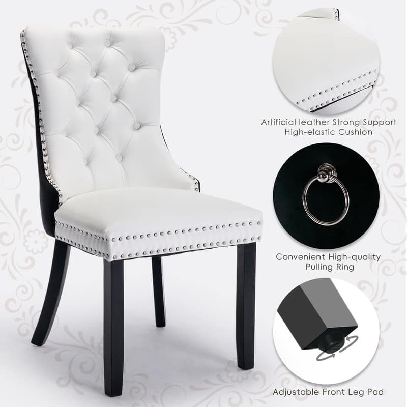 Tufted Naliheads Solid Wood Upholstered Dining Chairs (Set of 4)