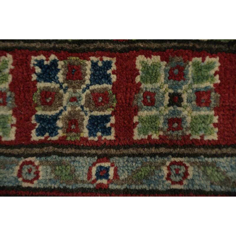 Hand Knotted Oriental 100% Wool Carpet Traditional Geometric Beige & Ivories Kazak Area Rug - 4' 11'' X 3' 4''