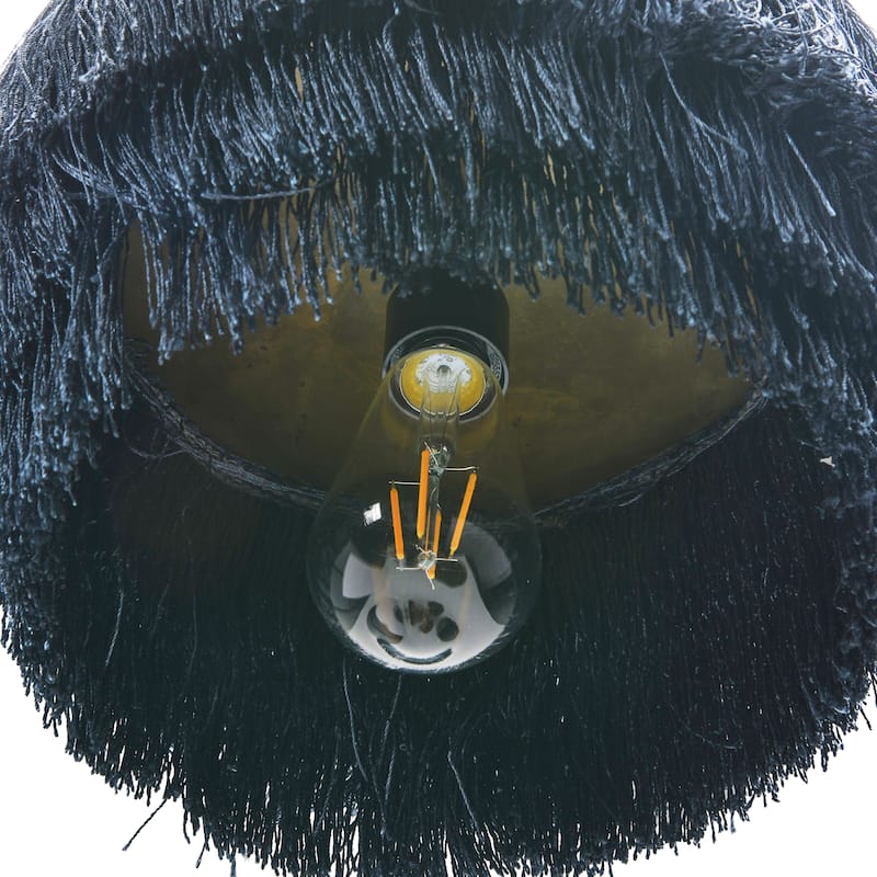 3-Tier Metal Chandelier with Fringe - 12.0"L x 12.0"W x 8.5"H