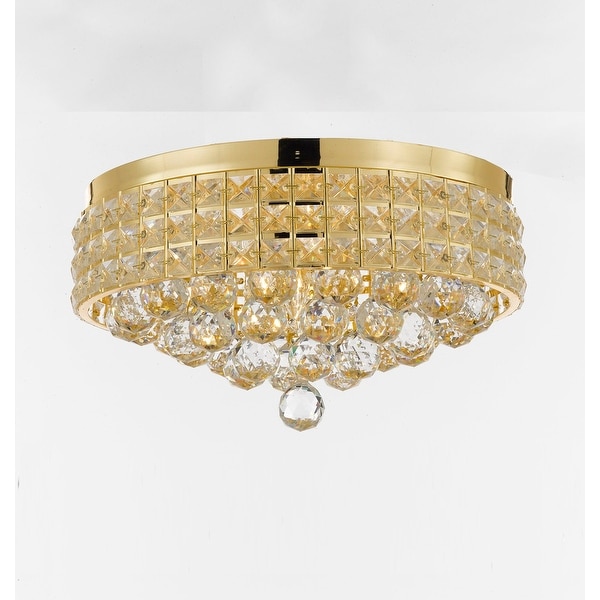 Flush Mount French Empire Crystal Chandelier with 40MM Crystal Balls Crystal Gold