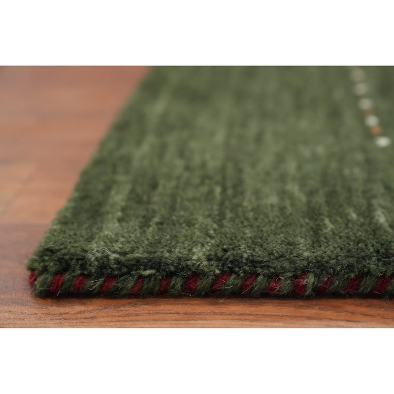 Hand Knotted Oriental 100% Wool Carpet Tribal Animal Pictorial Green Gabbeh Area Rug - 7' 8'' X 4' 11''