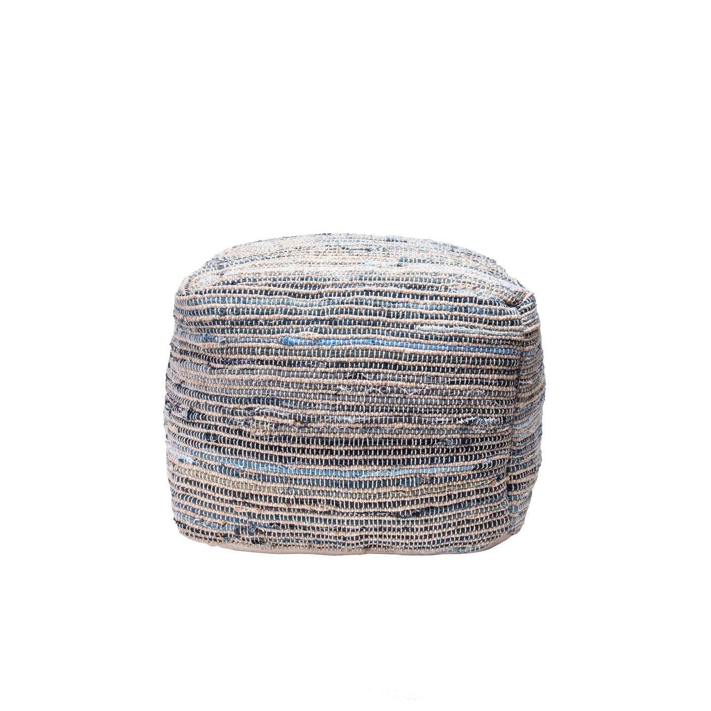 Granada Knitted Casual Denim and Jute Ottoman Pouf