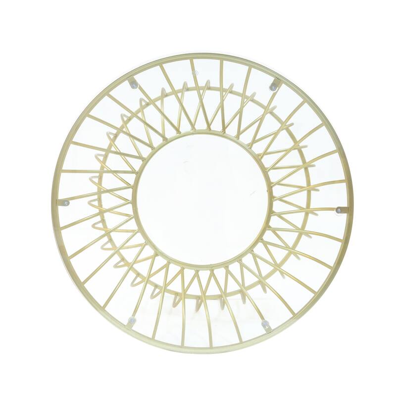 27.5" Modern Round Coffee Table with Clear Tempered Glass Top and Gold Metal Bases