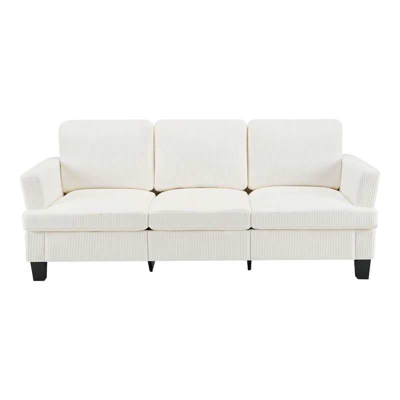HomeRoots 84" White Corduroy Sofa