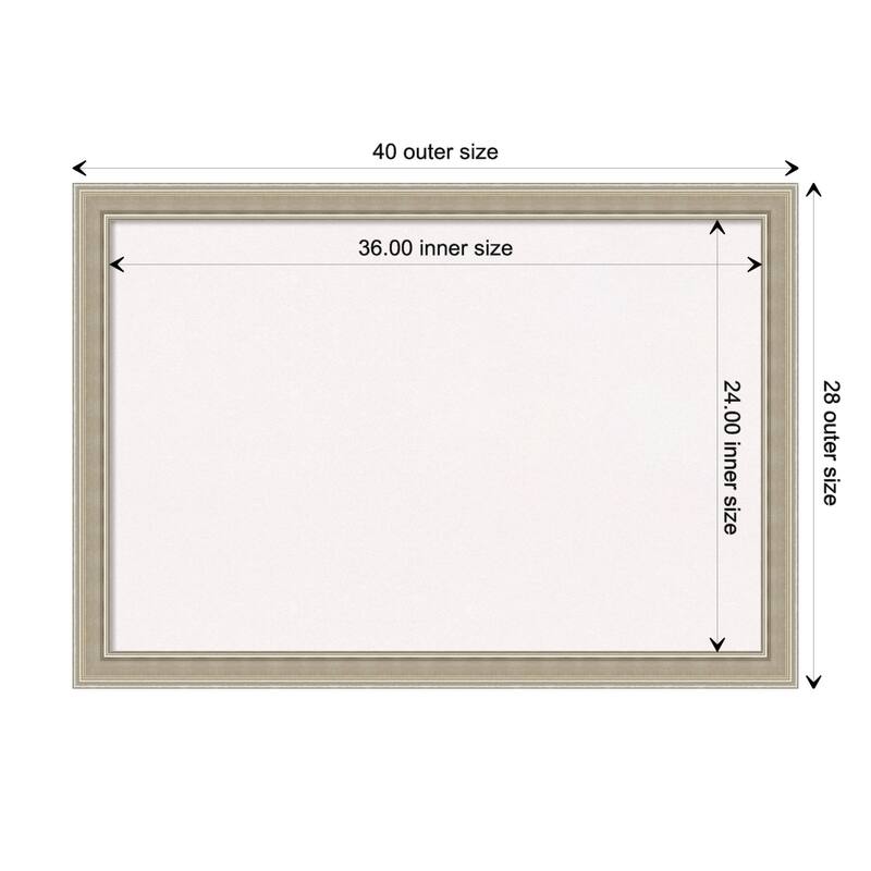 Mezzo Silver Wood Framed White Corkboard Bulletin Board - Board Size 36x24