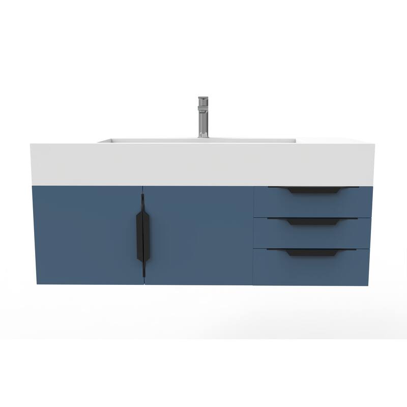 Nile 48" Wall Mounted Bathroom Vanity Set w/ White Top