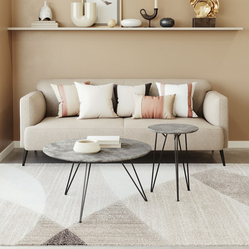 Kerris Coffee Table Set Gray & Black - 31.5" W x 31.5" D x 16.9" H - Gray, Black