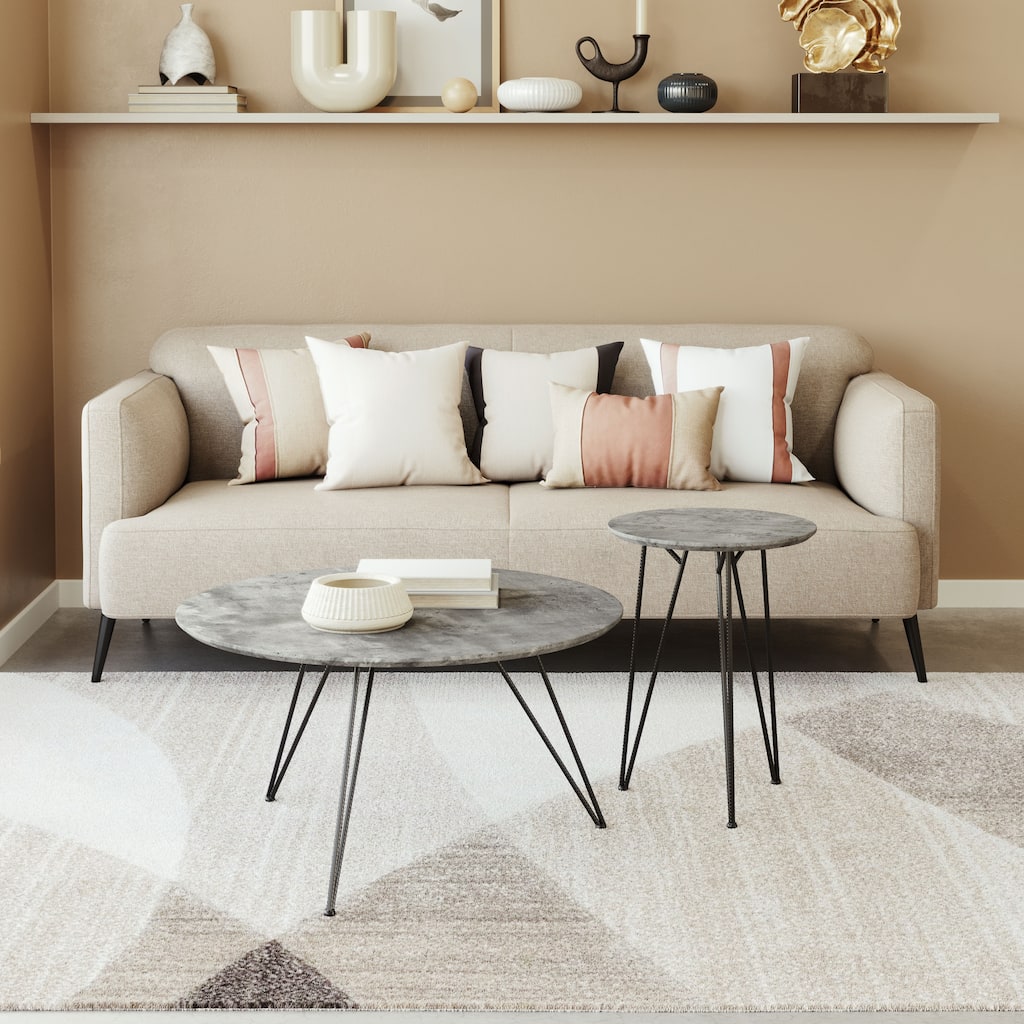 Kerris Coffee Table Set Gray & Black - 31.5" W x 31.5" D x 16.9" H