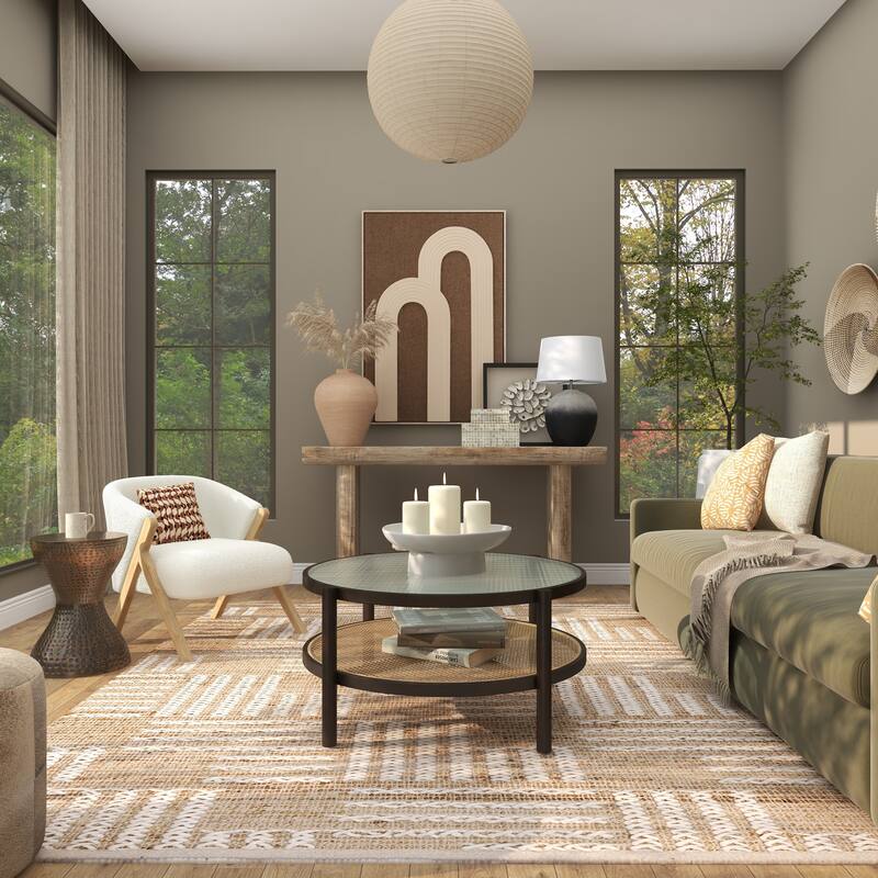 White Polyester Rounded Boucle Living Room Accent Chair with Angled Wooden Legs