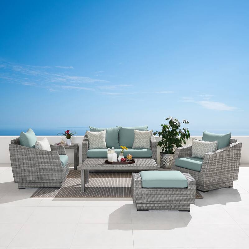 Cannes 6 Piece Sunbrella Outdoor Patio Love & Club Seating Set