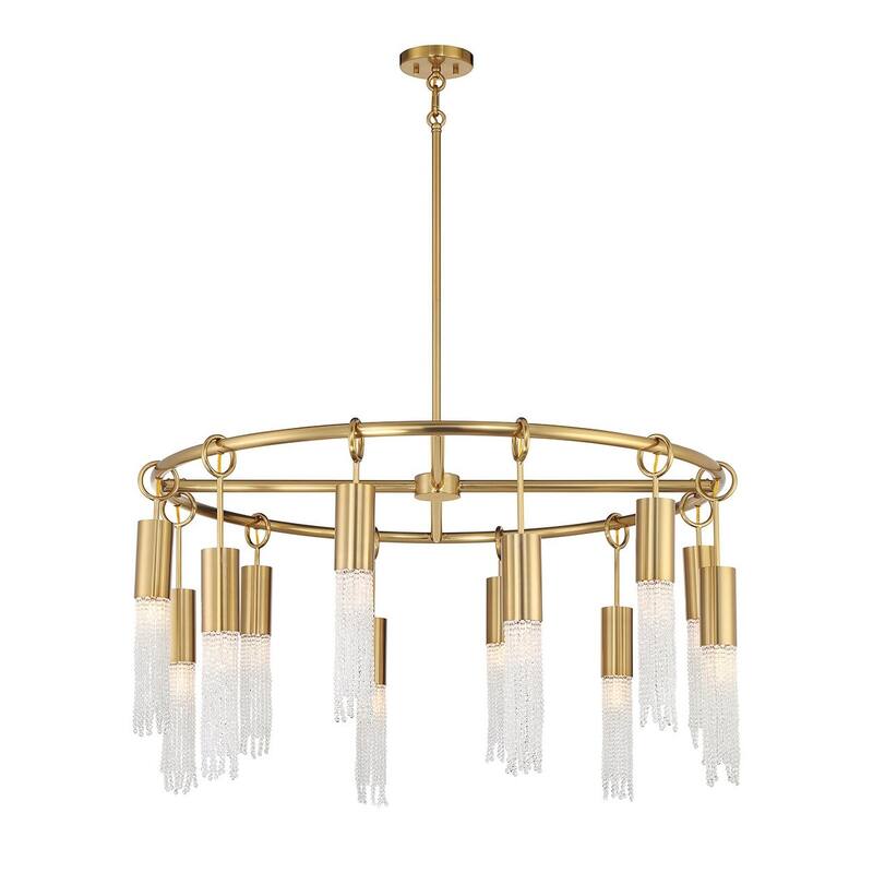 Warm Brass 12 Light Chandelier from the Chelsea Collection