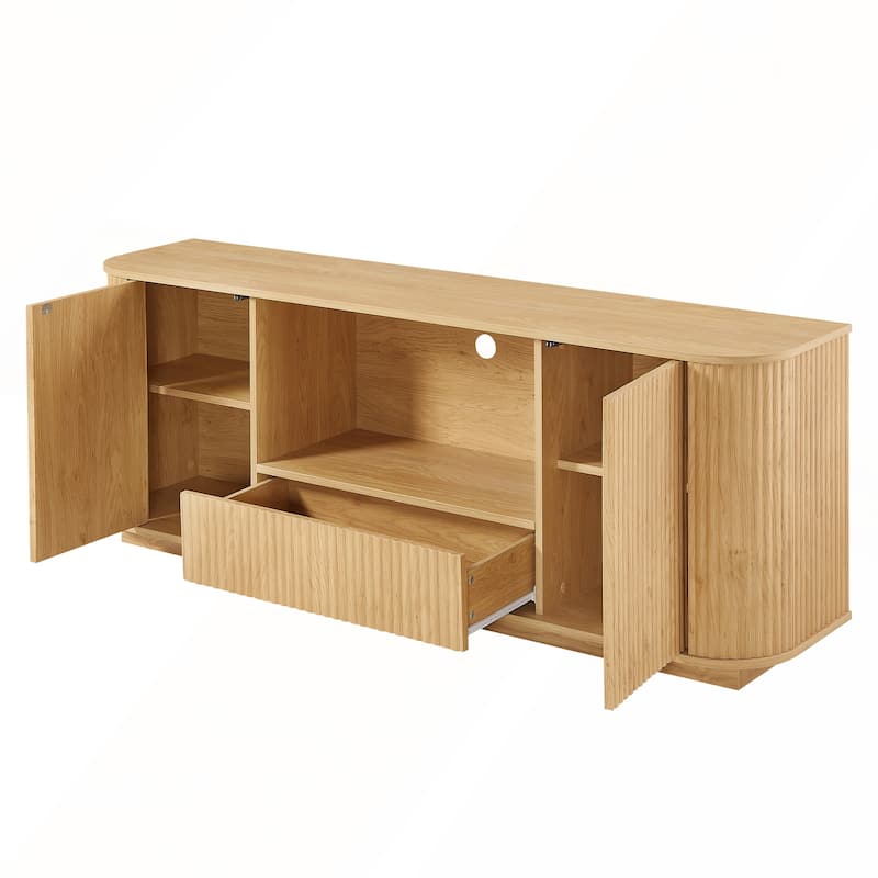 64 Inch Wavy TV Stand, Rounded Sideboard