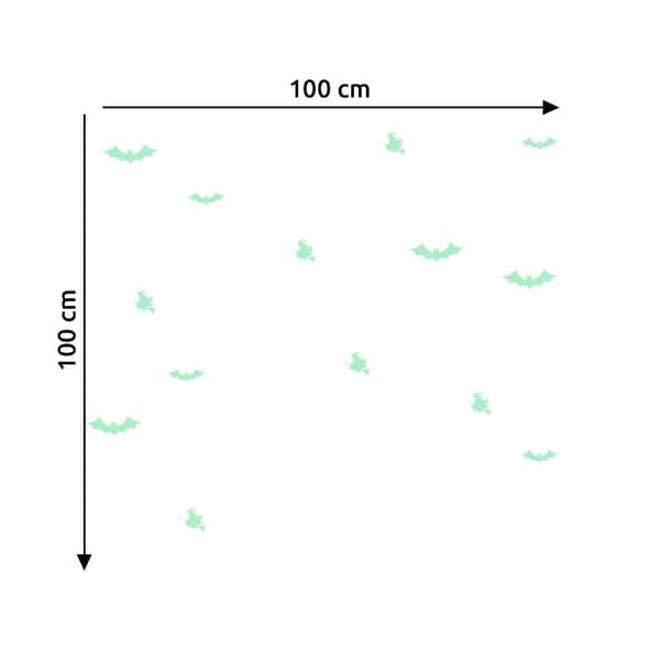 dimension image slide 0 of 2, Walplus Peel and Stick Wall Stickers Glow In The Dark Bat Witch Decor