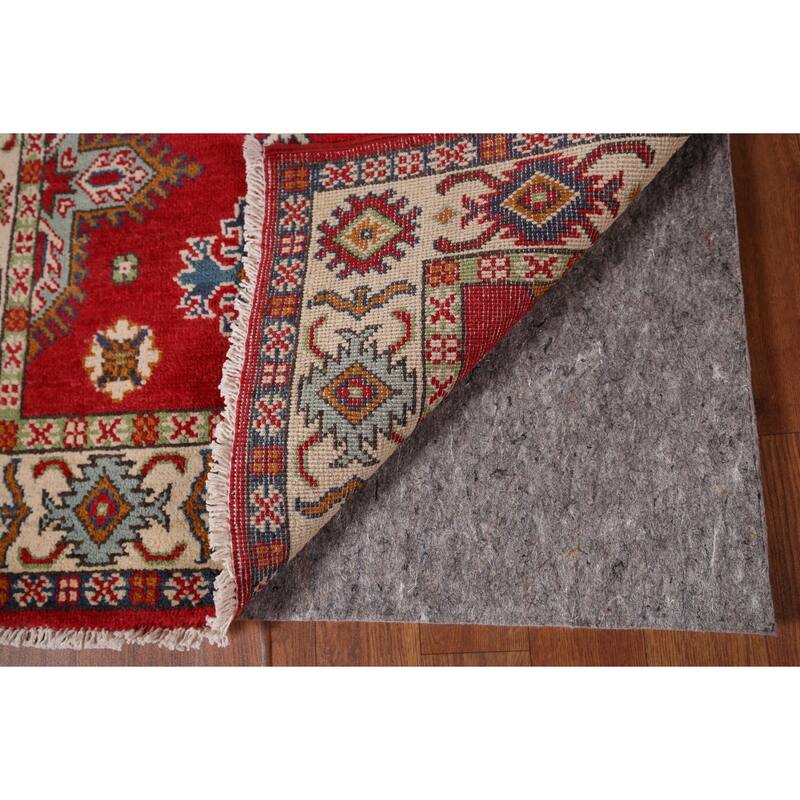 Geometric Red Kazak Accent Rug Home Decor Hand-Knotted Wool Carpet - 2'10" x 4'5"