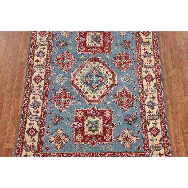 Light Blue Kazak Rug Handmade Oriental Wool Carpet - 5'0" x 7'4"