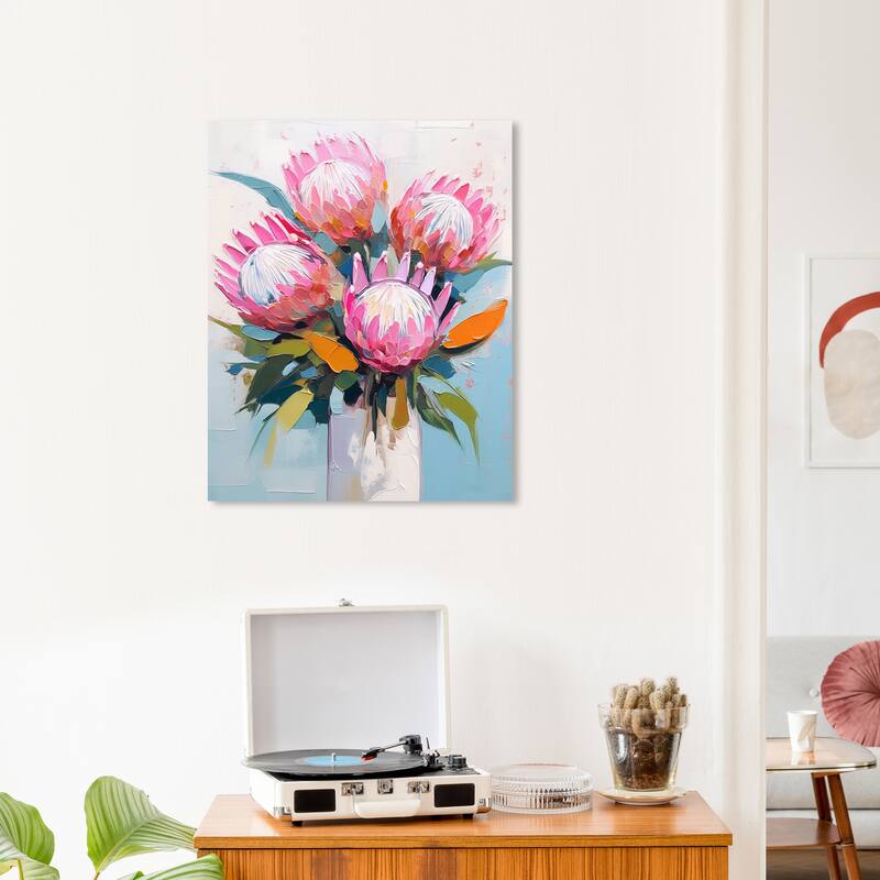 Wynwood Studio Canvas Floral and Botanical Open flowers Pink and Cabin & Lodge Wall Art Canvas Print - 20 x 24