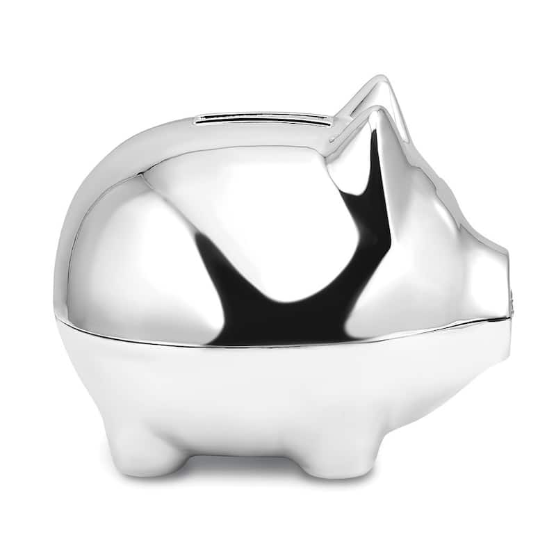 Curata Silver-Tone Finish Metal Piggy Bank