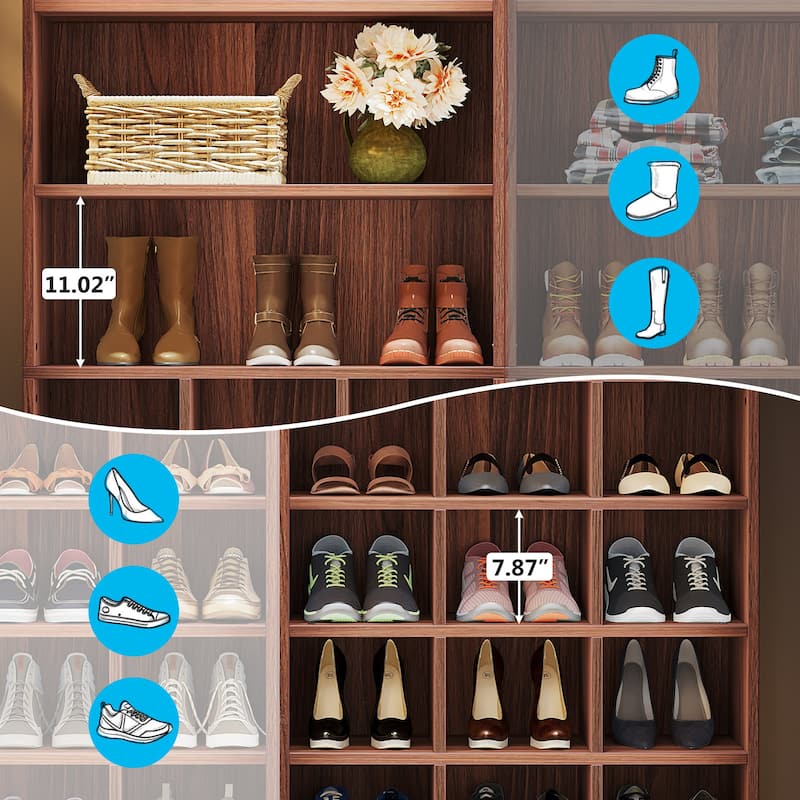 Modern Shoe Storage Cabinet with Shelves, 24 Pair Freestanding Shoe Rack Storage Organizer for Hallway Bedroom Entryway