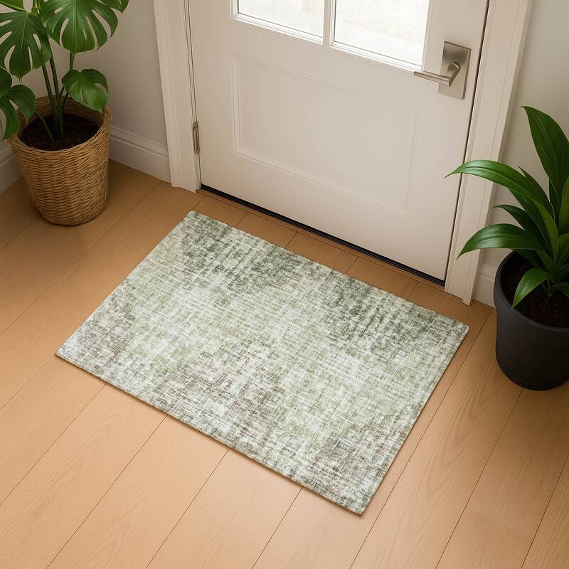 Premium Washable Super Soft Ombre Chevron Mayfield Rug - Fern - 1'8" x 2'6"