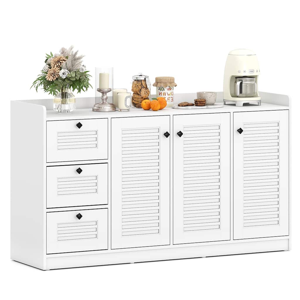 Gymax 63'' Buffet Cabinet w/ Storage 3 Doors & 3 Drawers Anti-Tipping