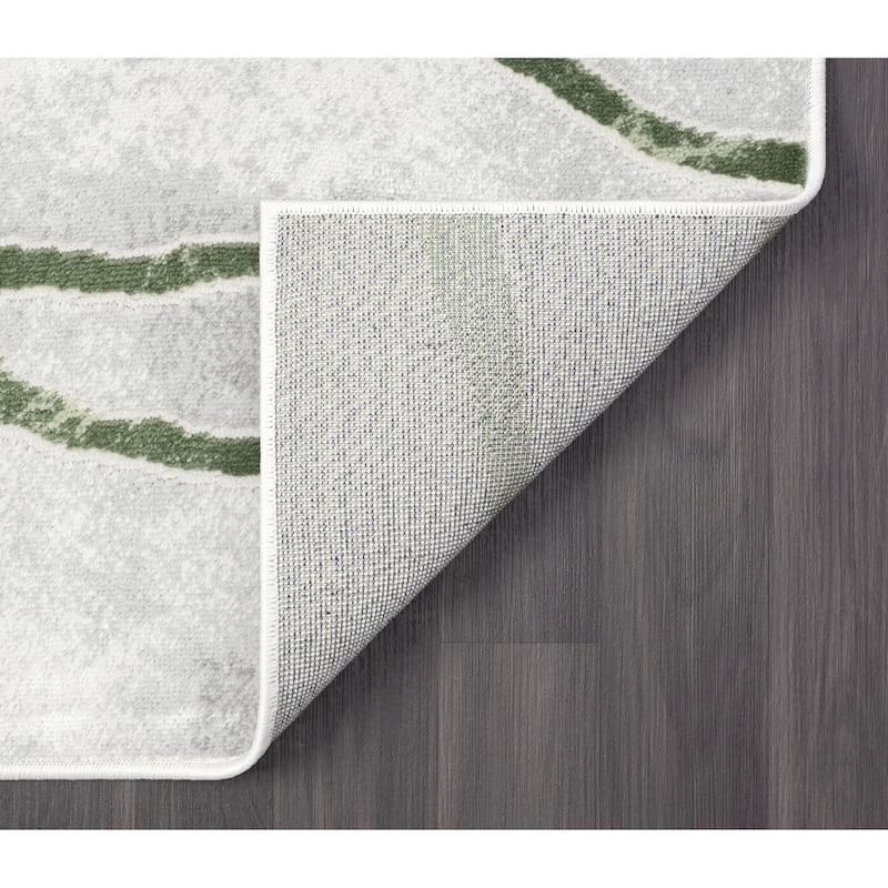 Abani Atlas Collection ATL200B Contemporary Web Grey Green Area Rug