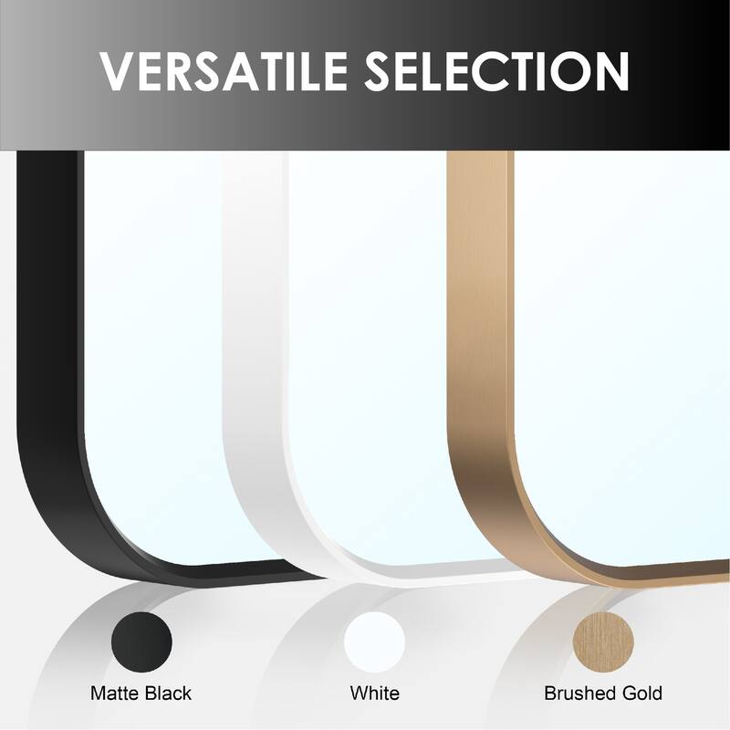 24 in./28 in. W x 36 in. H Bathroom Wall Mounted Arched Anodized Aluminum Framed Mirror