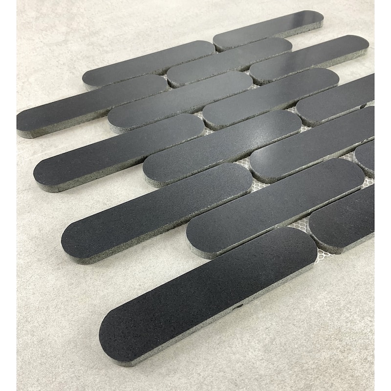 Elongated Oval Pill Basalt Marble Mosaic Wall And Floor Tile - Case (10 Sheets)