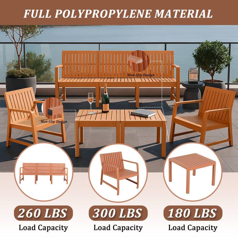 Malwee Indoor/Outdoor Furniture Chair Set with Table, All-Weather UV Resistant PP Material, for Garden, Balcony & Living Room