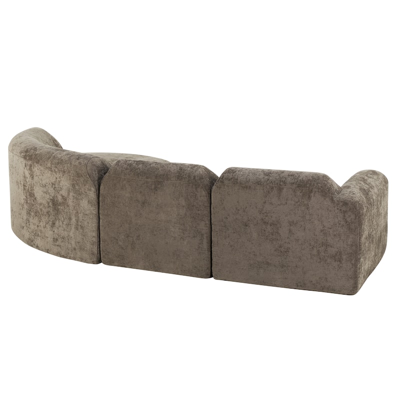Christopher Knight Home - Modern Upholstered Curved Sectional Sofa with Deep Seat Ottoman