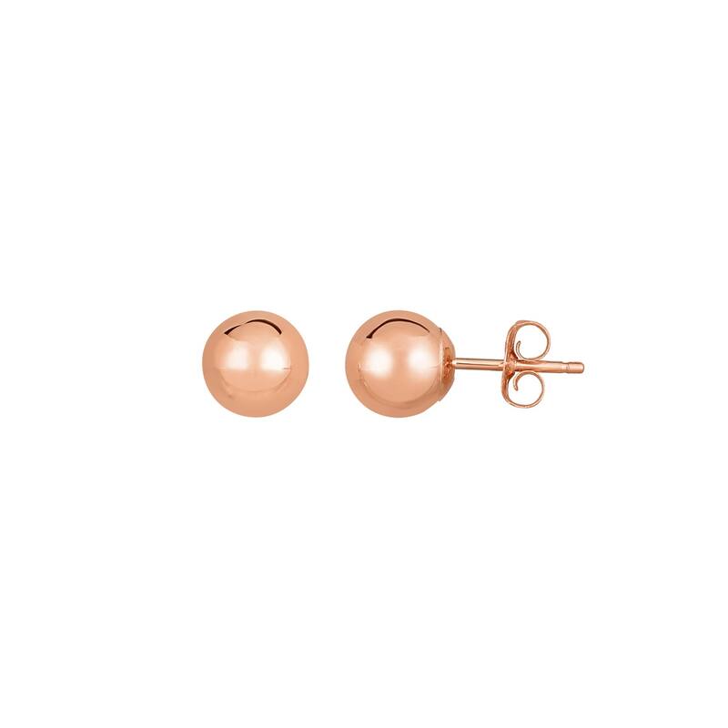 Curata 14k Rose Gold Polished 7mm Ball Stud Earrings