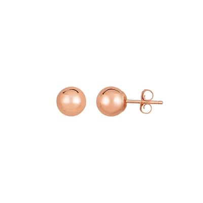 Curata 14k Rose Gold Polished 7mm Ball Stud Earrings