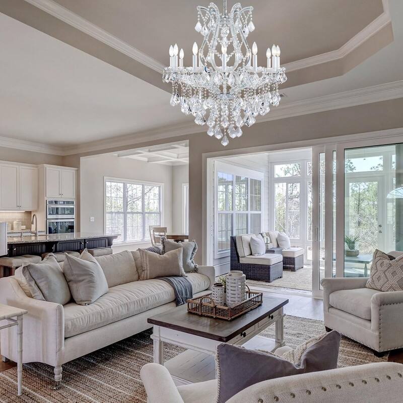 KAYLA Large Crystal Chandelier-24-Light Chandelier Light Fixture Modern Maria Theresa Crystal Chandeliers