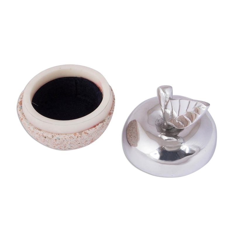 Novica Handmade Gleaming Apple Pewter And Reclaimed Stone Jewelry Box
