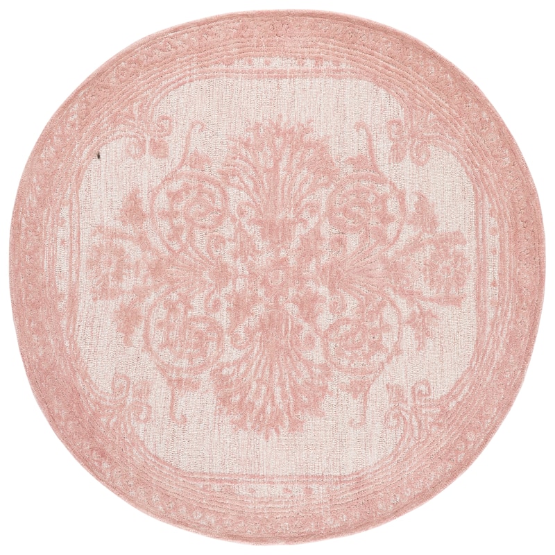 SAFAVIEH Handmade Metro Styliani Oriental Wool Rug - 6' Round - Pink/Ivory