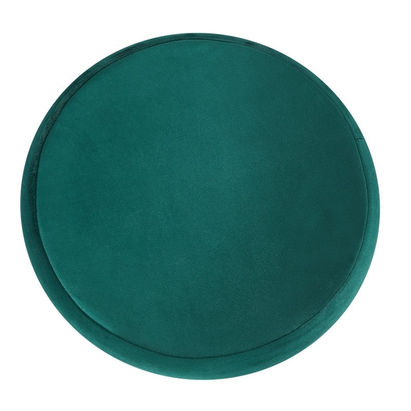Adeco Round Storage Ottoman Removable Lid Vanity Makeup Footstool