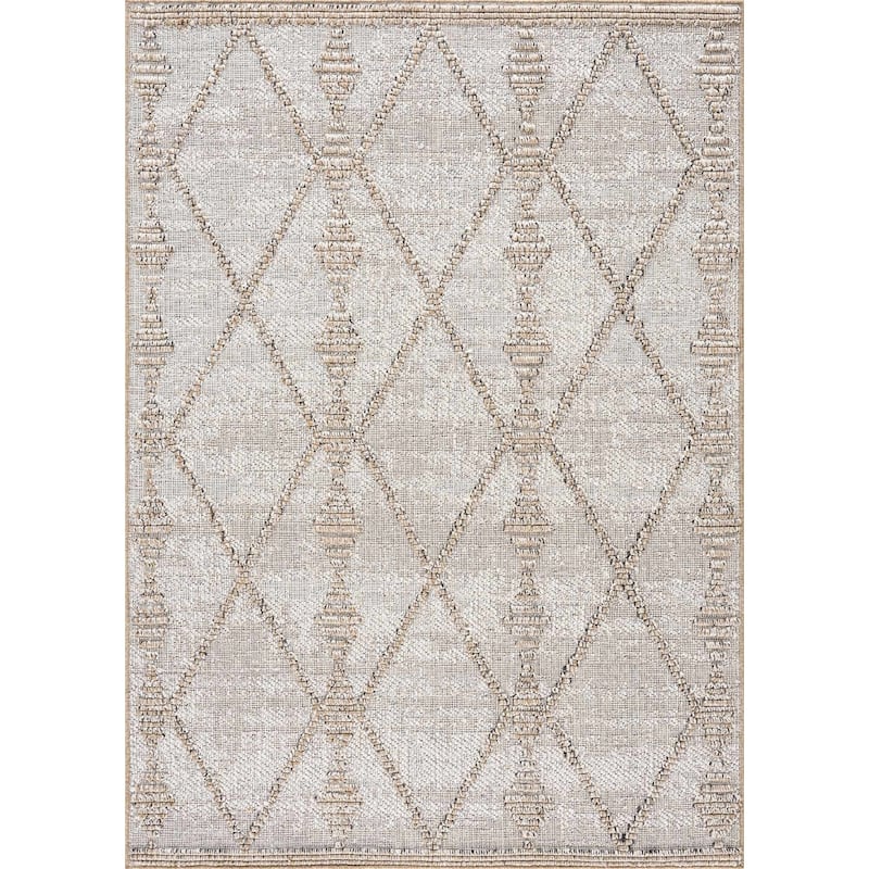 Hauteloom Butch Living Room, Bedroom Patio Outdoor Area Rug - Farmhouse - Taupe,Beige - 2' x 3'