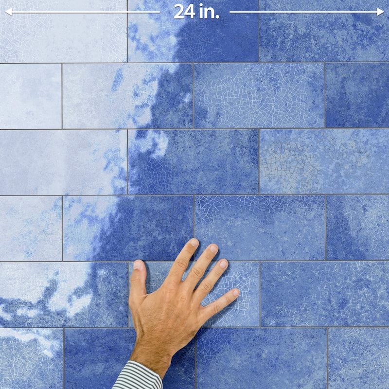 Merola Tile Myst Blue Lava 4" x 8" Ceramic Wall Tile
