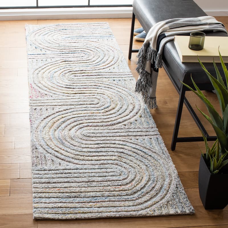 SAFAVIEH Handmade Southampton Catena Abstract Wool Rug - 2'3" x 8' Runner - Pink/Blue - Runner