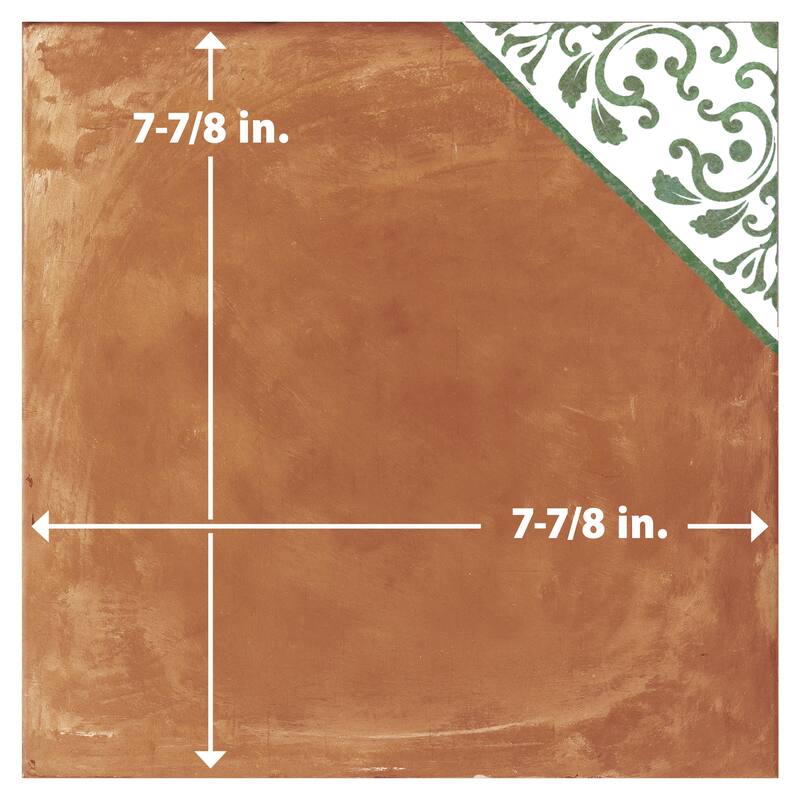 Merola Tile Sentier des Ocres Deco Green 7-7/8" x 7-7/8" Porcelain Floor and Wall Tile