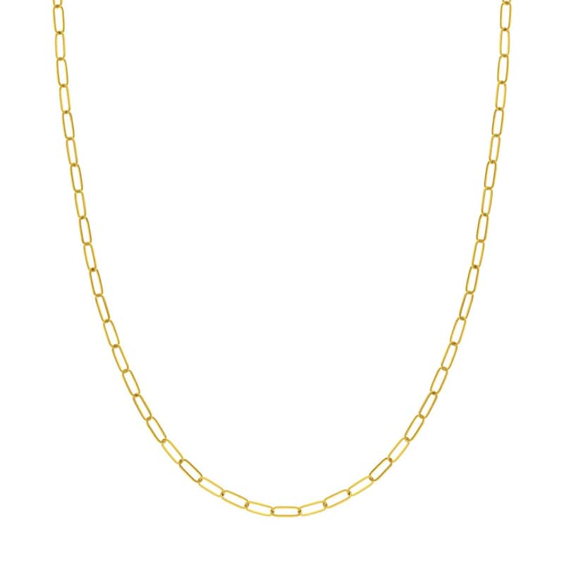 Curata 14k Yellow Gold 3mm Paper Clip Chain Necklace (Lobster)