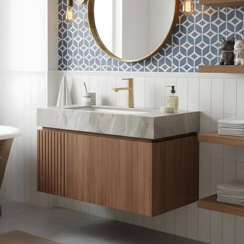 Floating Bathroom Vanity with 1 Pre-drilled Faucet Holes