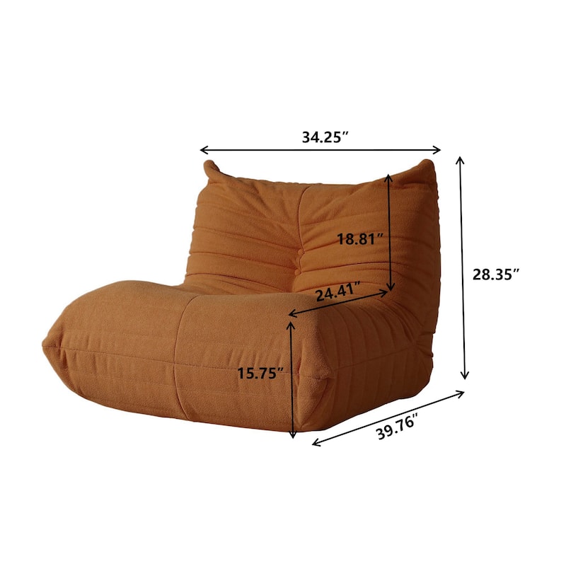 Single Lazy Sofa Teddy Fabric Soft Sponge Lounger Bean Bag Chair
